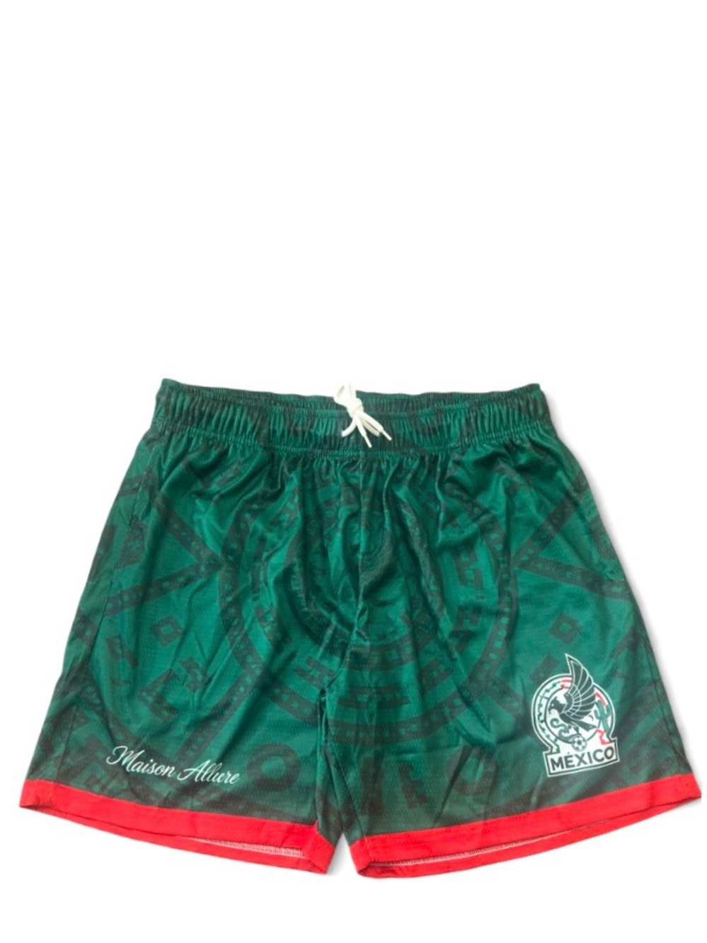 Maison Allure Green Mexico-Themed Print Athletic Mesh Shorts Size Men’s XL (NWT)